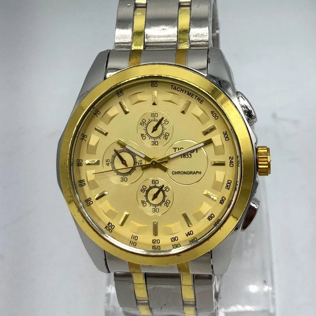 Luxury Men's Gold and Silver Chronograph Watch