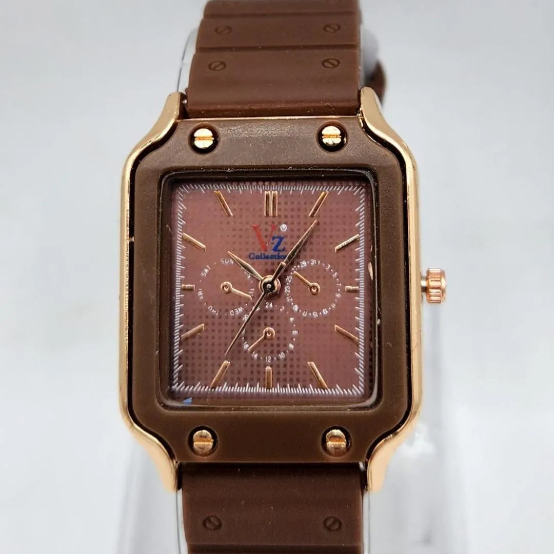 Luxury Brown Rectangular Dial Watch