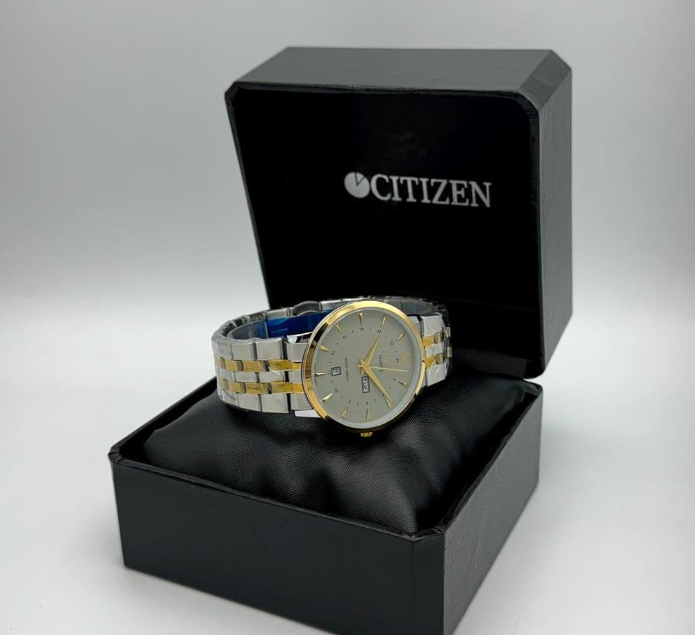 Citizen Quartz Men's Elegant Silver and Gold Watch