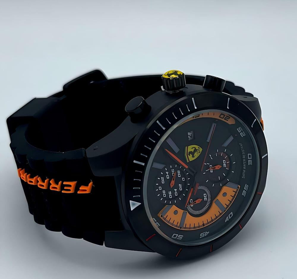 Ferrari Men's Black and Orange Chronograph Watch -
