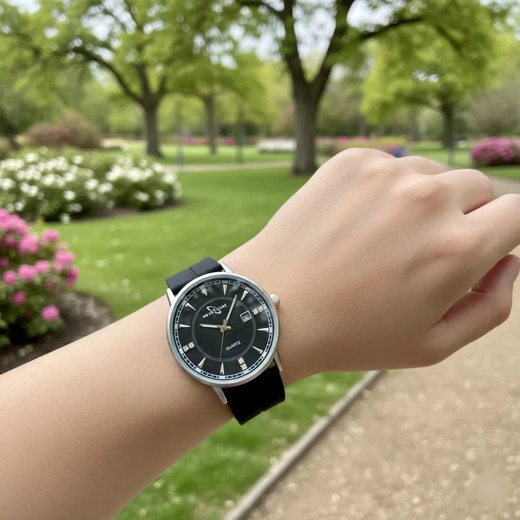 Sleek Black Quartz Watch